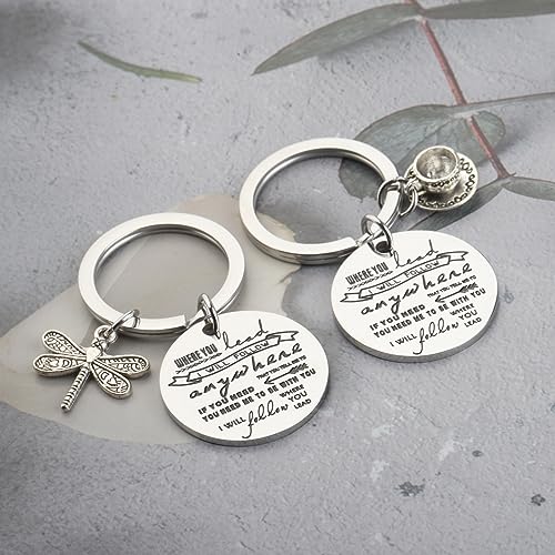 CENWA Mother Daughter Keychain Set Gifts Where You Lead I Will Follow Keychain Set Friendship Jewelry Gifts4