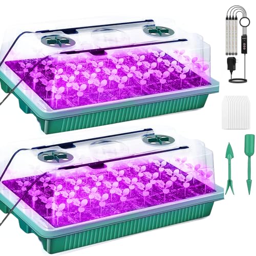 Idudu Zimmergewächshaus Anzuchtkasten mit Pflanzenlampe 2er Set