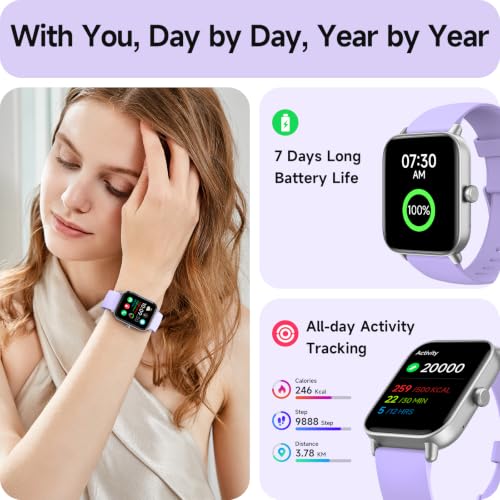 Smartwatch Damen mit Telefonfunktion,1.8" Smart Watch Fitnessuhr mit Whatsapp und Alexa,Herzfrequenz Schlafmonitor… – Ansicht 4