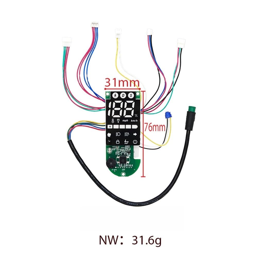 Panneau de bord LCD pour scooter électrique Xiaomi 5 Pro, compteur de vitesse ABS avec commutation mph/km/h, vert, 7,6 x 3,1 cm