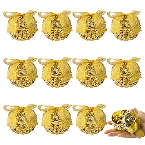 12 Pcs Gold Treasure Chest Candy Boxes Plastic Wedding Favor Boxes Rose Pattern Candy Jars Candy Storage Boxes Gift Boxes for Wedding Baby Shower Christmas Birthday Party Decoration Ornament Container
