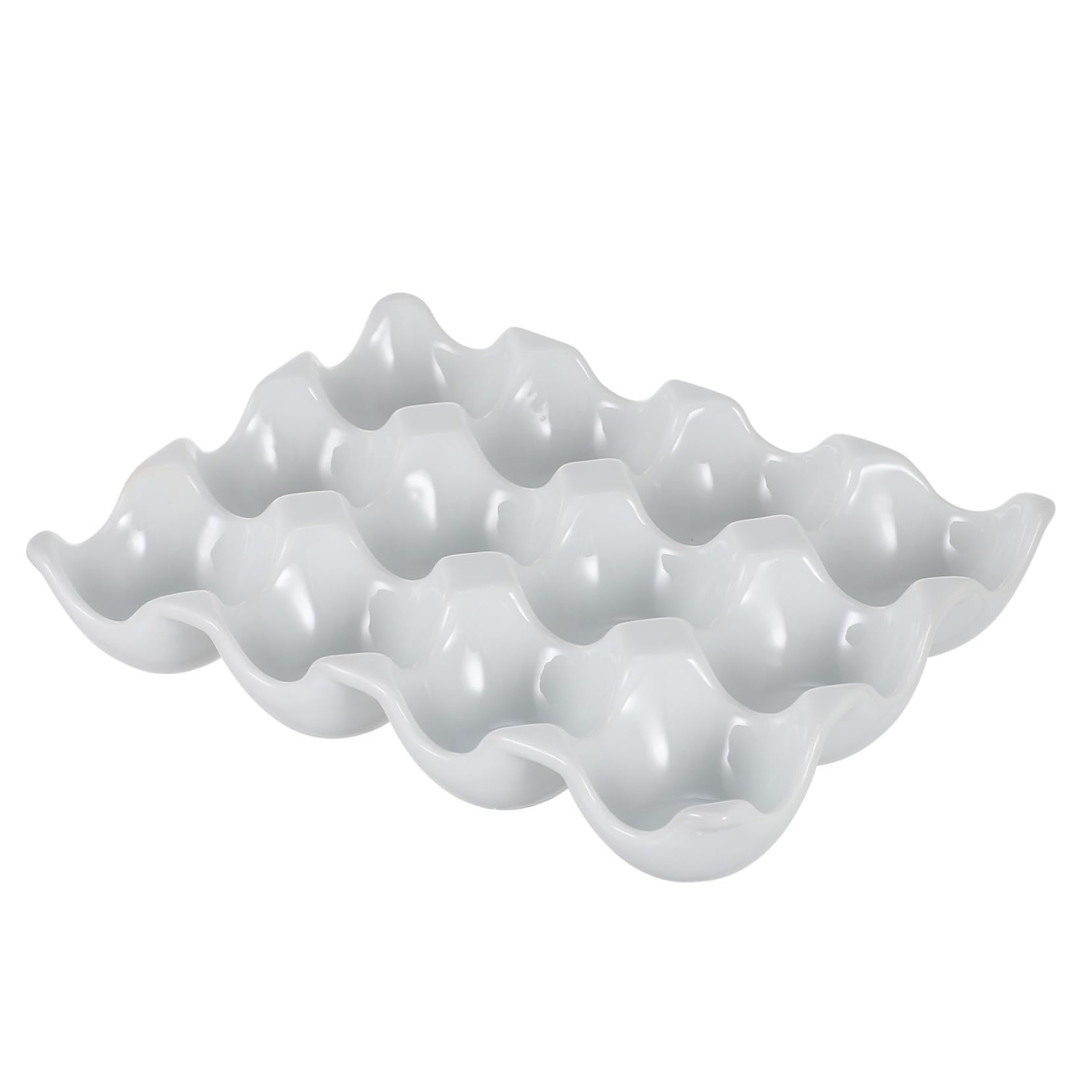 Veemoon Bandeja de Cerámica para Huevos de 12 Espacios Diseño de Ranuras, Resistente a Golpes y Anticaídas, Color white, Adecuado para Refrigerador y Almacenamiento Seguro