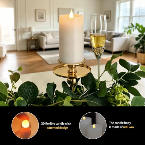 Image of Flameless LED Candles 3 inchx6 inch Set of 1, Battery Operated with Remote & Timer, 600-Hour on 2 AA Batteries, Flickering Realistic Flame, White for Indoor /Outdoor
