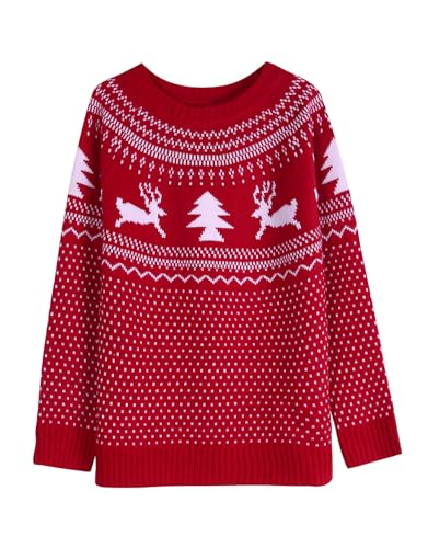 Image of Women's Long Sleeve Crewneck Casual Fall Winter Fair Isle Pullover Sweaters