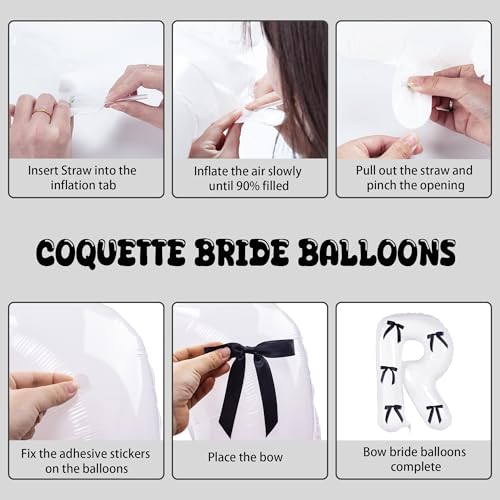 Image of 40inch Bride Balloons with Bow-Jumbo Bride to Be Balloons for Bridal Shower Bachelorette Party Decorations and Engagement Party Supplies Coquette Party Decor(Black Bow)