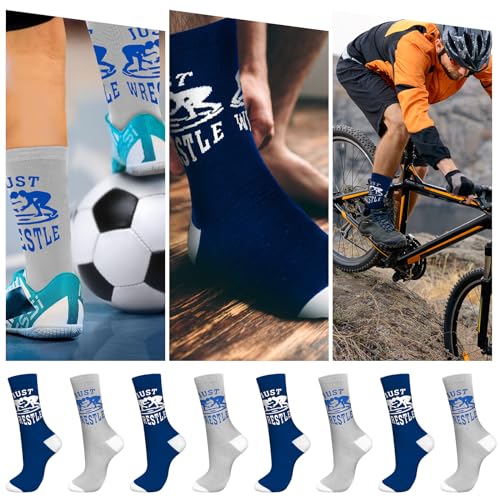 Suhine 6 Pairs Wrestling Socks Athletic Mid Calf Woven Wrestle Socks Wrestling Gifts for Adult Men Women Wrestler Team Gifts3