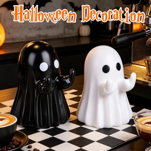 Frekkoy 2pcs Halloween Ghost Figurines, Cute Ghost Halloween Decorations for Tabletop Shelf Mantel Desk, Spooky Fun Holiday Decoration for Home Office Indoor Party - image 6