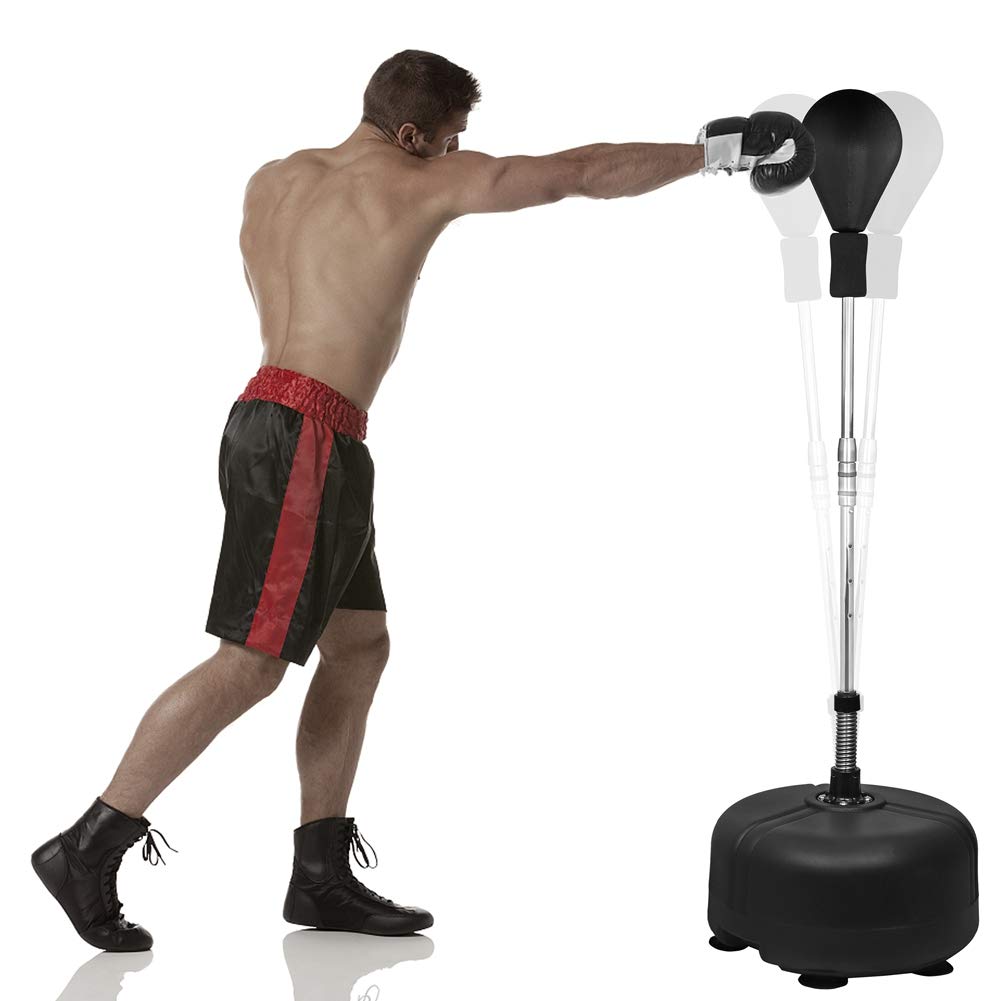 Punching Bag with Stand for Adults & Kids, Height Adjustable- Freestanding Punch Ball Boxing Speed Reflex Bag - Great for Training, Stress Relief & Fitness