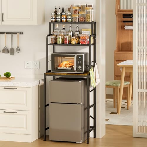 Yuyetuyo 3 Tier Mini Fridge Stand Shelf with Storage for Kitchen and Dorm