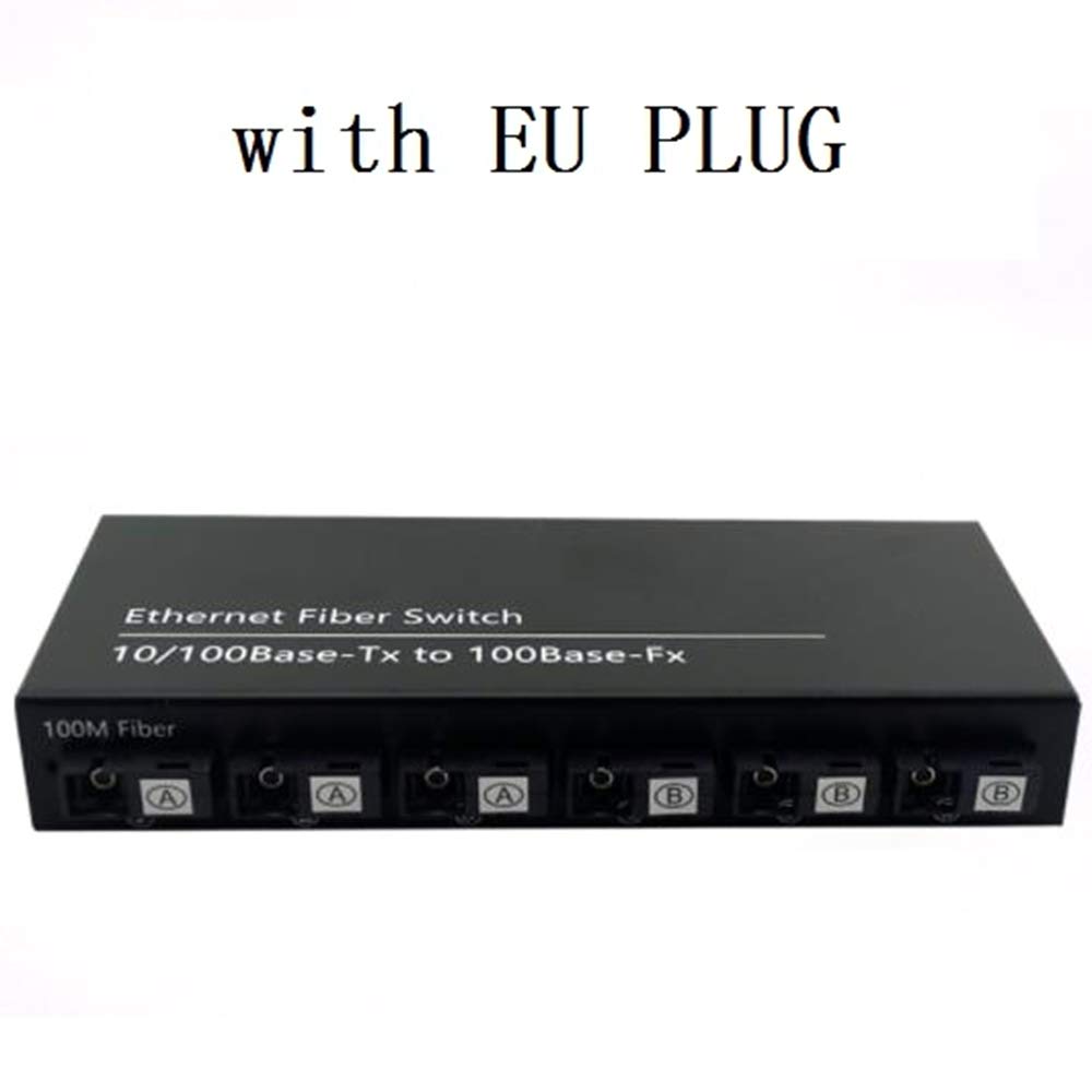 Commutateur Fast Ethernet 10 / 100M Convertir 20KM Convertisseur de MéDia à Fibre Optique en Mode Unique 2XRJ45 et 6XSC 3A3B-EU Plug