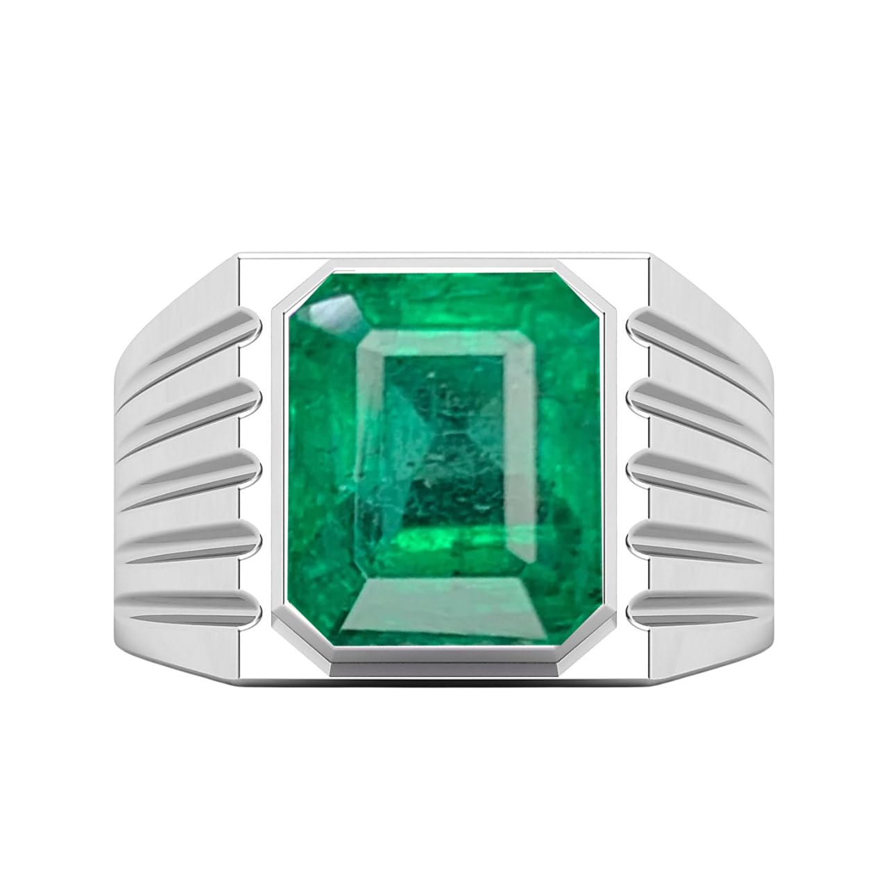 Gems Vibes Exquisite Emerald Gemstone Ring Solid 925 Sterling Silver Ring Gift For Any Occasion May Bithstone Emerald Ring Handmade Statement Ring Men's Signet Ring (Rose Gold) Size T (10)