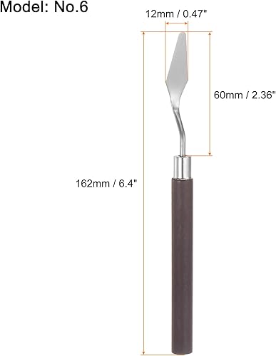 Miniatura 2 de 4 cuchillos de paleta n. 6 de 0.472 in de ancho de acero inoxidable pequeña espátula puntiaguda cuchillo de paleta de pintura con mango de madera