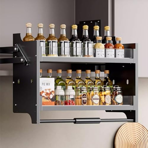 Noir - Sistema de estantería extraíble para gabinete, estante superior de almacenamiento de cocina de 700 mm para el hogar, bar y cafetería, solución de ahorro de espacio para un fácil acceso y