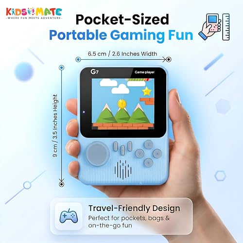 Image of Kidsmate Handheld Gaming Console Video Game for Kids with 666 Built-in Retro Games | Rechargeable Battery, Compact Design with TV Connectivity for Big Screen Play | Ideal for Fun & Learning (Blue)