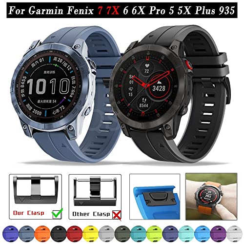 Correa de silicona de 22mm evita rozaduras en Garmin Fenix 7 y 6 Pro con sujecion estable 2