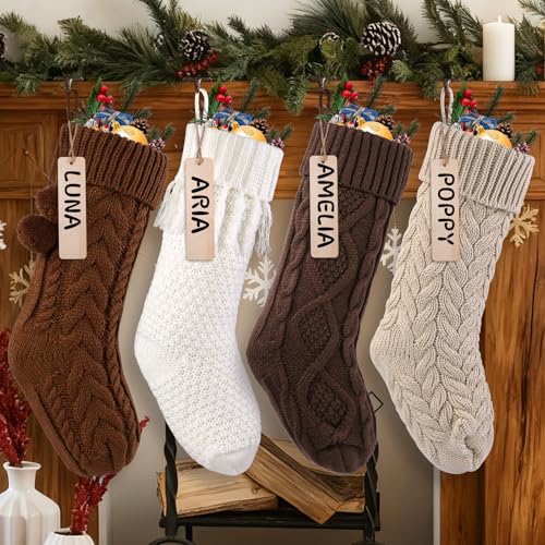 Teeanzo 4 Pack 18 Inches Christmas Knitted Hanging...