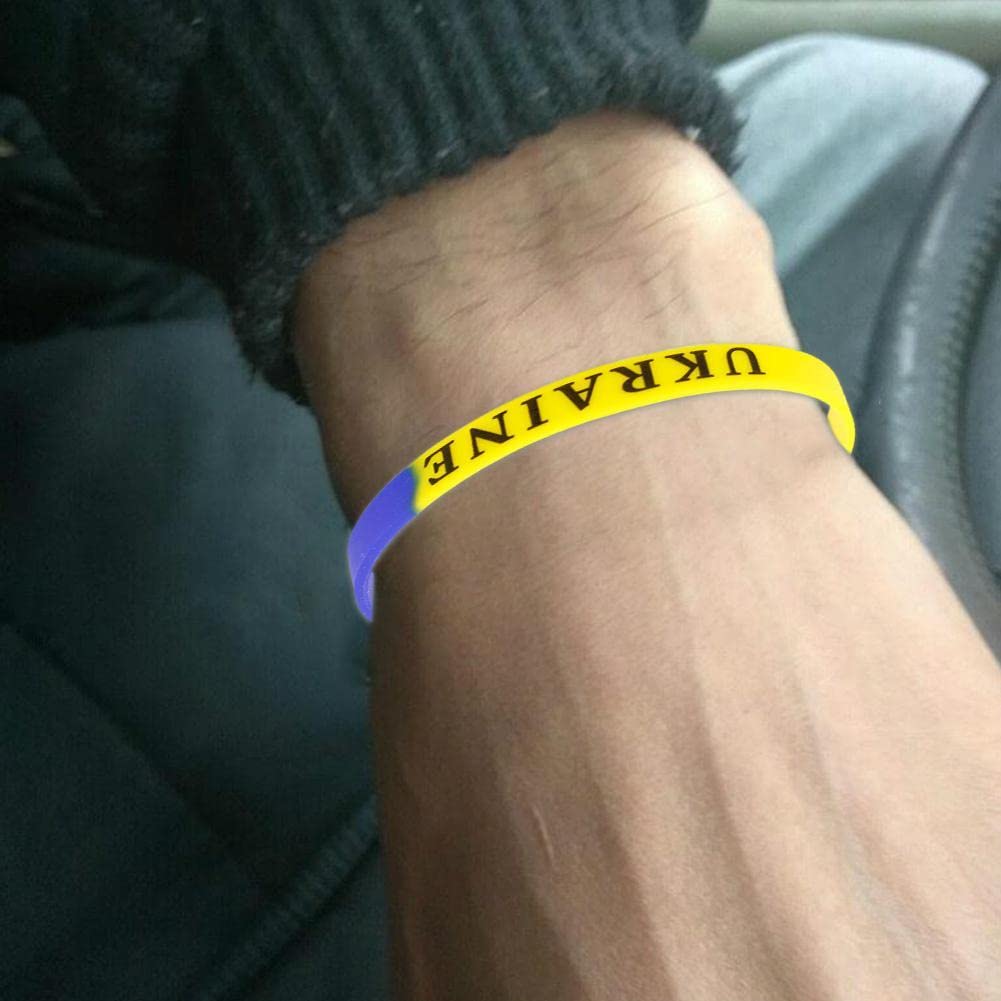 Ucraina Bandiera Bracciale Ucraina Ucraina Braccialetto di gomma Ucraina Supporto Ucraina I Stand con bandiera ucraina Braccialetti in silicone Braccialetto di gomma Regali ucraini Fan Souvenir Unisex