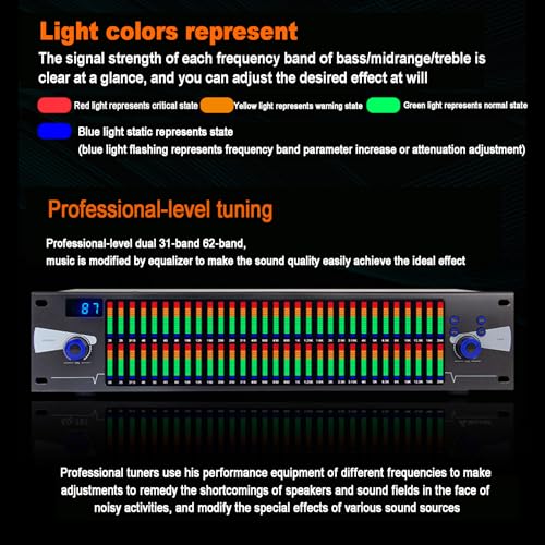 Ecualizador digital profesional de 31 bandas dual, con procesamiento DSP, pantalla LED y función de almacenamiento de memoria para 10 modos, aplicable a equipos de audio y amplificadores de escenario miniatura 6