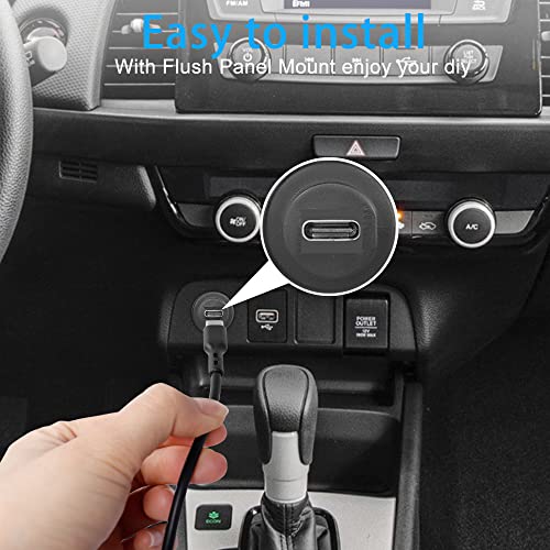 QIANRENON USB C to USB 3.0 Threaded Flush Mount Waterproof Cable Adapter 5Gbps USB 3.0 Male to USB C Female Panel Mount Extension Cable - Image 3