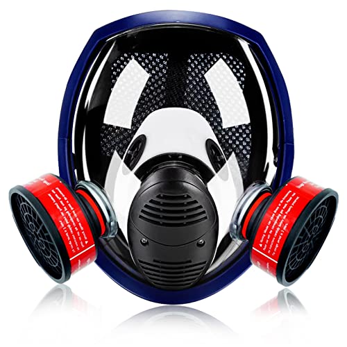 ZXICH Full Face Gas Mask, Reusable Respirator Mask with 40mm Activated Carbon Filter Widely Used in Paint Sprayer, Chemical,Woodworking,Dust Protector