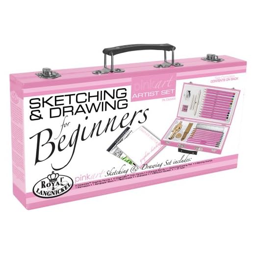 Royal & Langnickel Pink Art Beginner Artist Sketching and Drawing Wood Box Set, Sketch & Draw