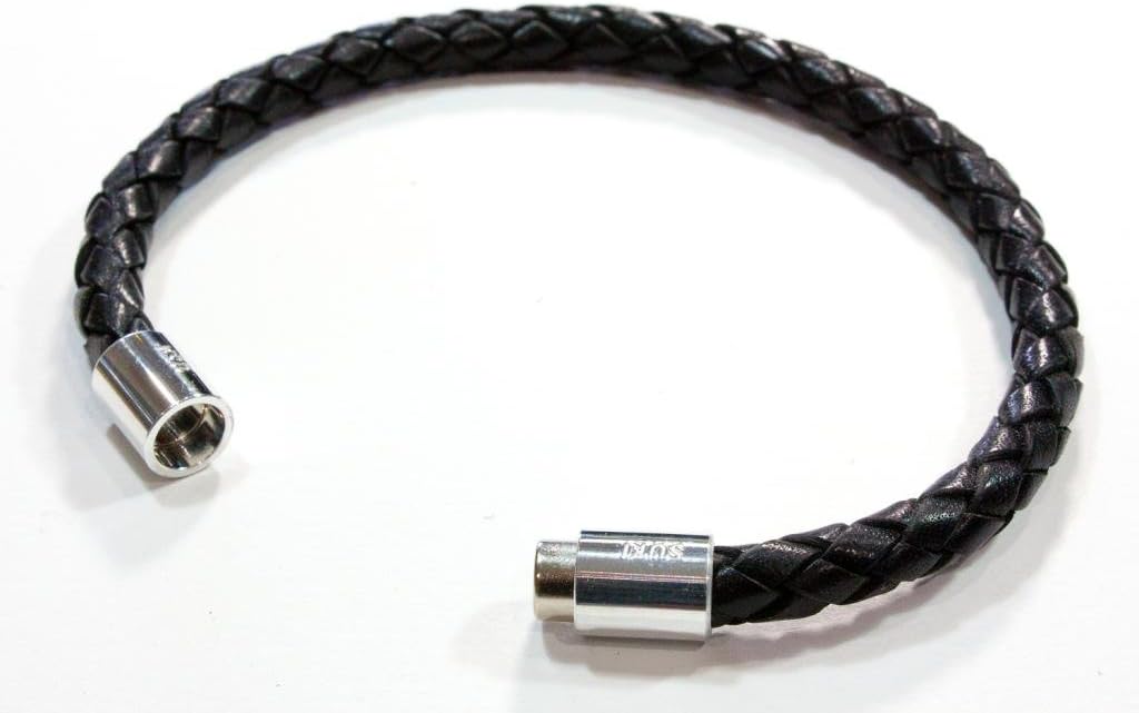 SukiUSA PRO Braided Leather Magnet Therapy Bracelet - 6mm Black : Sports & Outdoors