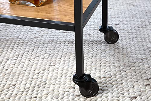 Riess Ambiente Industrial Servierwagen Slim LINE 60cm Wildeiche schwarz Zwei Ablagen Küchenwagen mit Rollen Barwagen Rollwagen