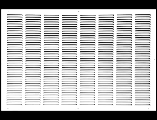 HVAC Premium 40'' x 20'' [Duct Opening] Flat Stamped Steel Return Air Grille - Sidewall and Ceiling - HVAC Vent Duct Cover - White [Outer Dimensions: 41.75''w X 21.75''h]