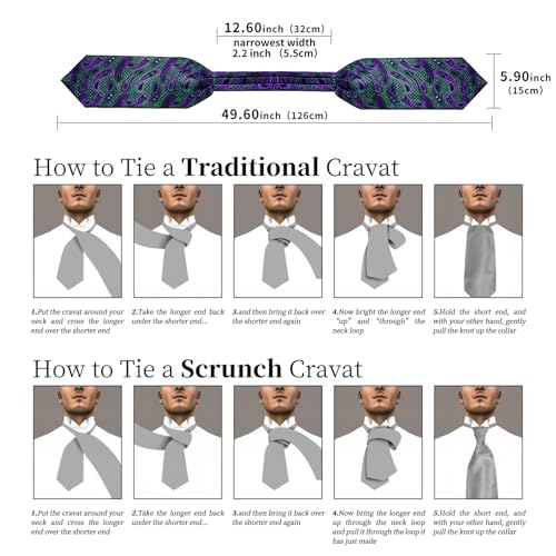 Image of DiBanGu 3PCS Ascot Ties for Men Wedding Jacquard Woven Silk Ascot Cravat for Men Cravat Tie and Pocket Square Set