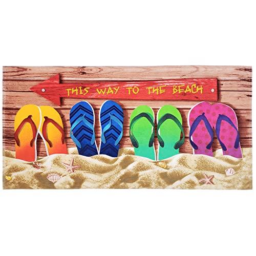 Beachland Flip Flops Beach Towel 30 x 60 inch 100% Cotton (Flip Flops and Seashells - 1 Towel)