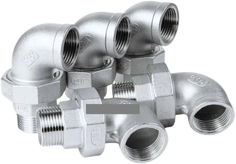 304ステンレススチールユニオンジョイントカップリングエルボ 1/2インチ BSPオスxメススレッドキャストパイプ継手 1個