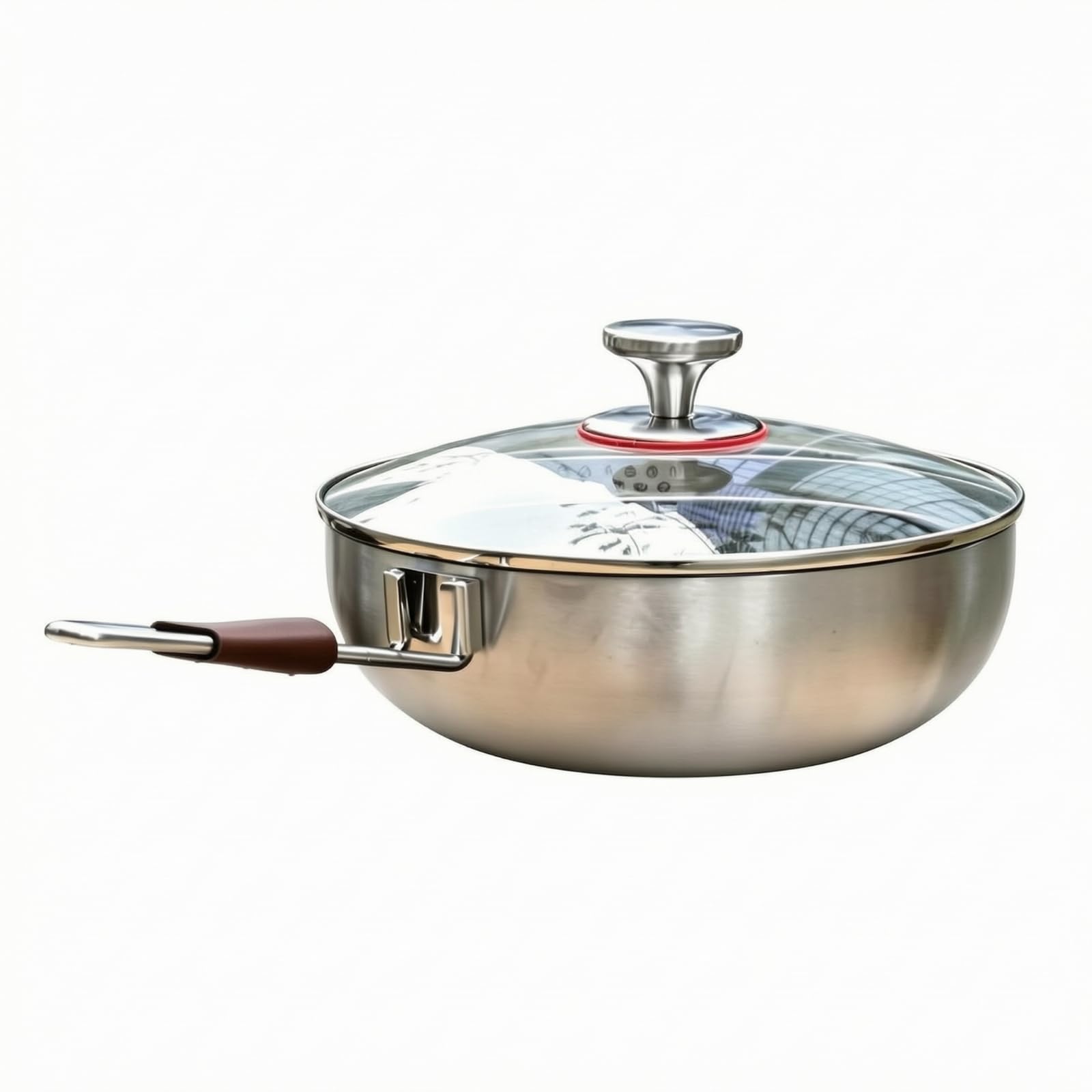 Milageto Sauteuse avec Poignée Amovible Inox 316, Couvercle Poêle 28CM
