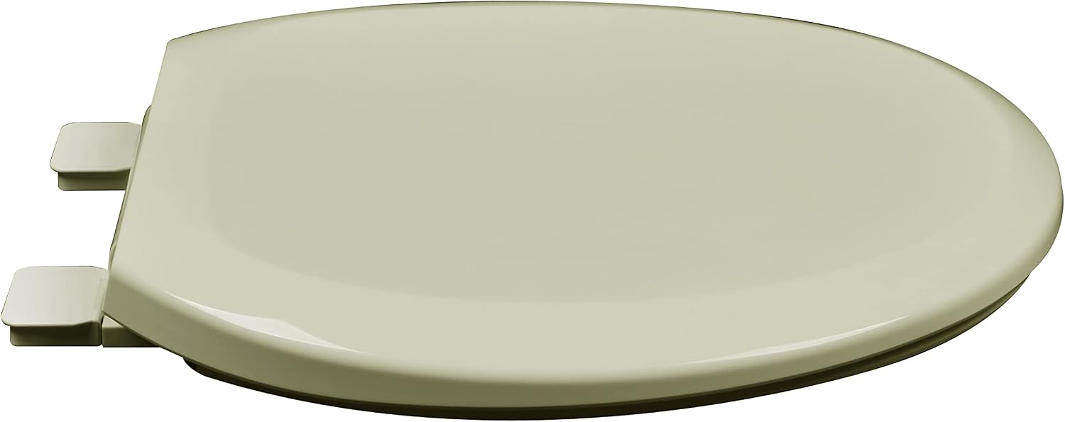 2Q1R8-01 Premium Slow Close Plastic Toilet Seat with Vari-Adjust Lok-Down R'N'C Hinge and Quik-Lok Mounting Hardware, Round, Bone