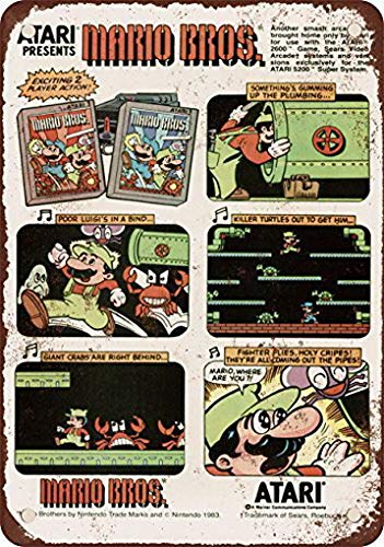 image for YFULL Decorative Metal Signs Atari Presents Mario Bros. 20x30cm, Multi