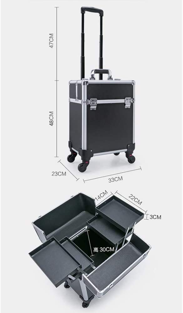 Adson Professional Beauty Makeup Cosmetic Aluminium Vanity Trolley (Black) 1