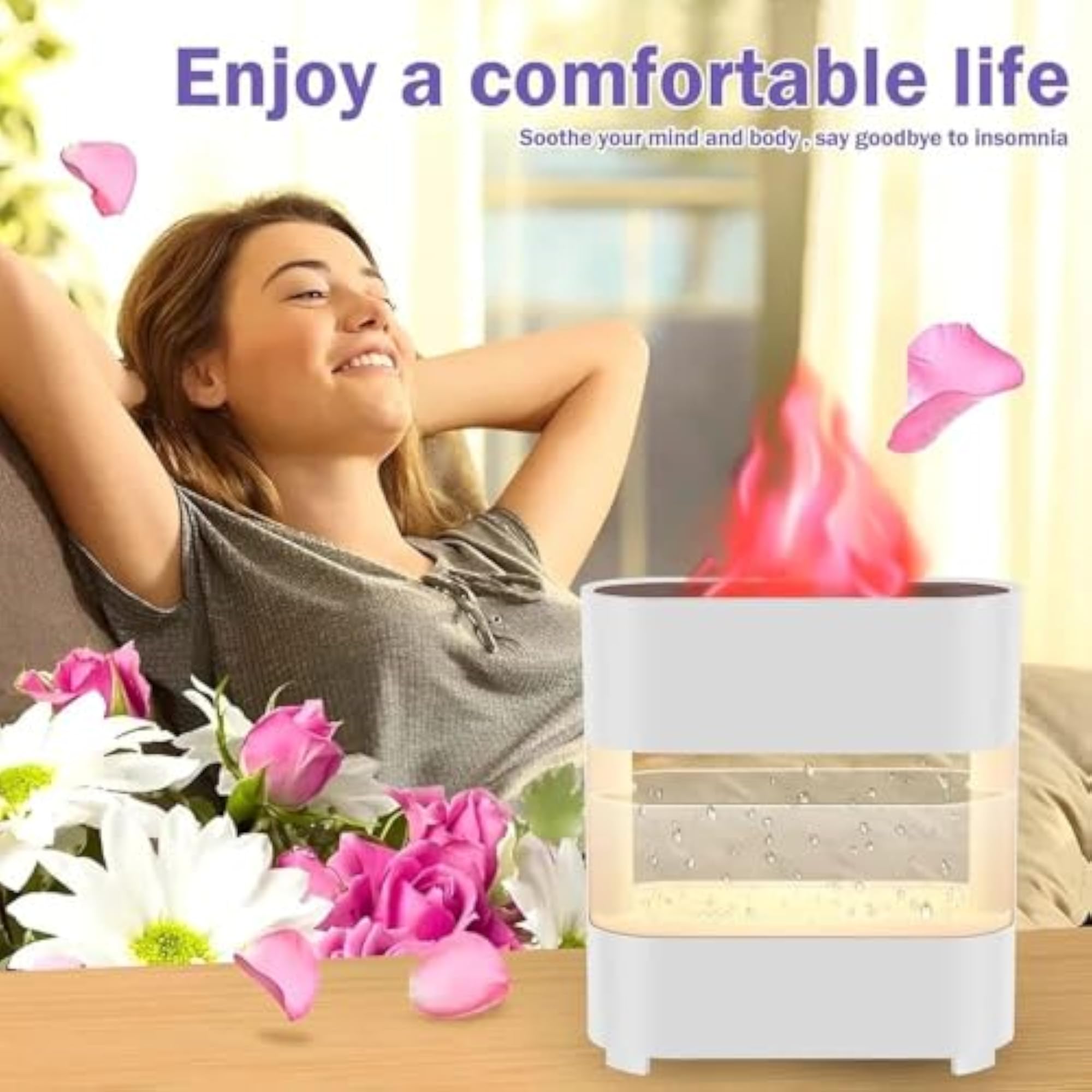Rainbow Flame Essential Oil Diffuser with 7 LED Changing Colors