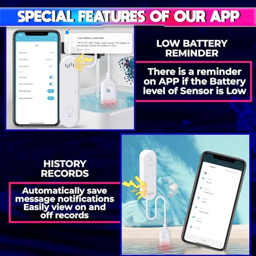 Image of amiciSense Water Leakage Sensor, WIFI Water Level Detector with 80dB Loud Alarm and SmartLife Mobile App Compatible