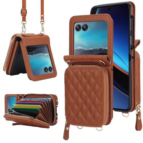 Coque Motorola Razr Plus 2023 en cuir souple café de qualité supérieure