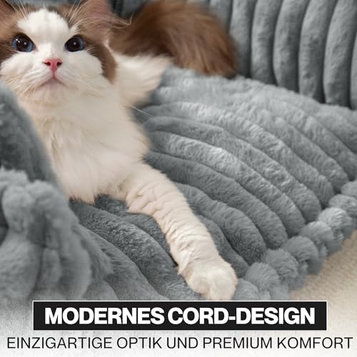 noviclass® Katzensofa Chaffar | Katzenbett Hundebett Hundesofa | Orthopädische Matratze | Moderner Stil | Cord-Design Größen (Lichtgrau, M (80cm))