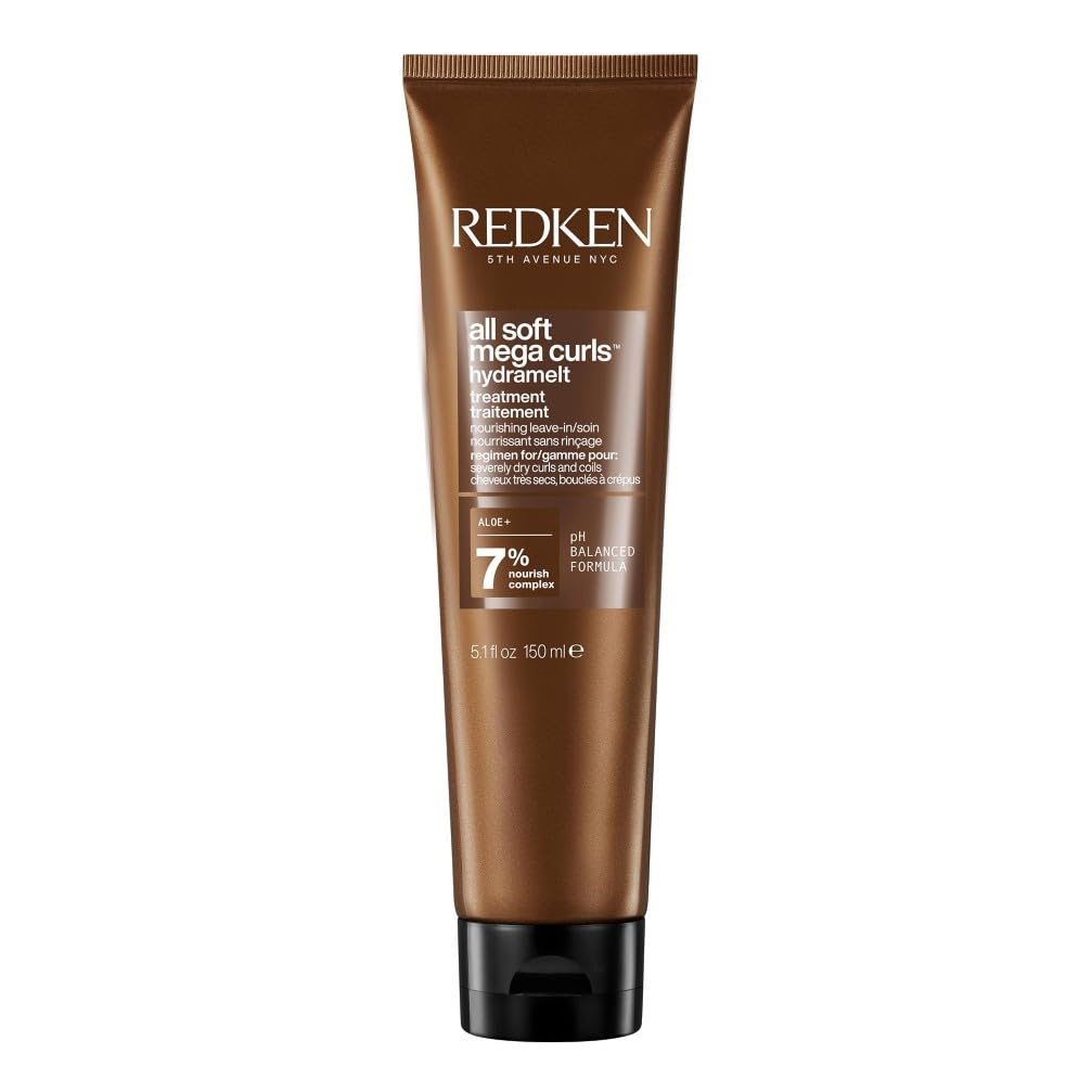 Redken Trattamento Leave-In per Capelli Ricci e Secchi, Nutre e Rinforza, Per Capelli Setosi e Ricci Scolpiti, Con Aloe Vera, All Soft Mega Curls Hydramelt, 150 ml