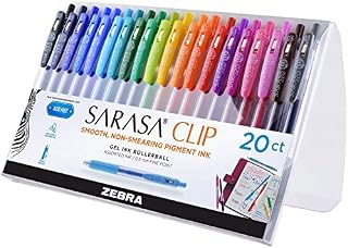 Zebra Sarasa Clip 0.5mm Fine Point Gel Ink Pens 20/Pkg-Assorted Colors