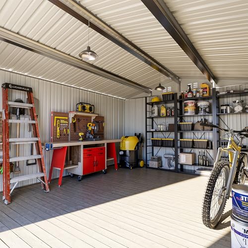 Image of AirWire 10x12 FT Outdoor Storage Shed, Metal Garden Shed with Updated Frame Structure and Lockable Doors, Heavy Duty Weatherproof Tool Sheds for Backyard Garden Patio Lawn, White