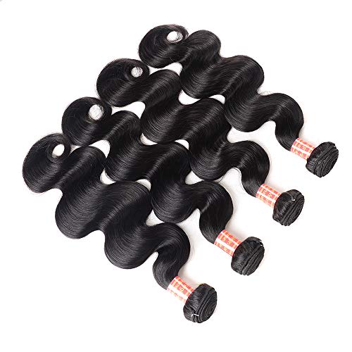 Simei 8A Brazilian Virgin Hair Body Wave 4 Bundles 100% Unprocessed Virgin Body Wave Human Hair Extensions Brazilian Body Wave Natural Black Color (12 14 16 18)