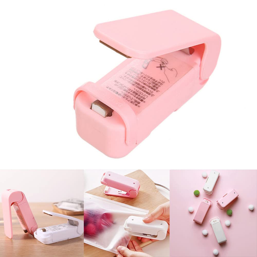 Mini Scellant Portable En Plastique Thermique Rose - Machine à Sceller Sacs Pour Aliments, Collations Et Fruits - Conservation Fraîcheur