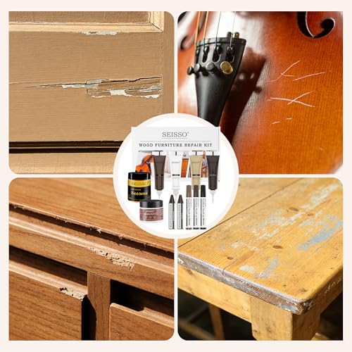 Image of SEISSO Wood Furniture Repair Kit, 12 Colors Wood Fillers, 8 Colors Touch Up Markers&Wax Sticks, Wood Putty with Beeswax, Wood Repairing Kit of Stains, Scratches, Holes, Cracks(36 PCs)