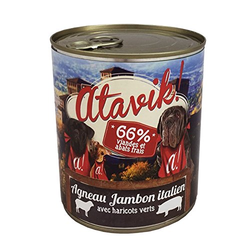 Atavik Chien pâtée agneau-jambon italien 6 x 800g