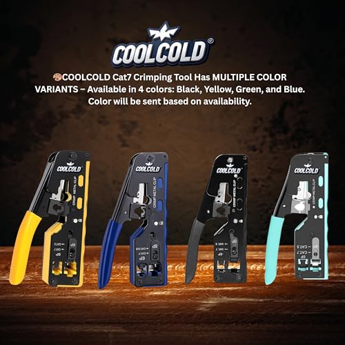 Image of COOLCOLD RJ45 Crimping Tool Kit - All-in-One Passthrough Ethernet Crimper for Cat5 /Cat6 /Cat7 - Includes Network Cable Tester with Battery, 10pc Cat6 Pass-Through Connectors & 10pc Boots(Multicolor)