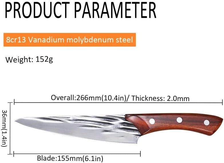 Miniatura 3 de Cuchillo de corte de carne de chef de 6 pulgadas, cuchillo de cocina hecho a mano forjado de acero inoxidable para deshuesar, cuchillo de carnicero