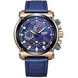 ⌚Material: Diseño único y elegante: todos los diales y botones pequeños funcionan, caja IP chapada en oro, nunca se desvanecen; Correa de cuero suave y transpirable para una experiencia de uso cómoda, es el regalo perfecto para su familia y amigos