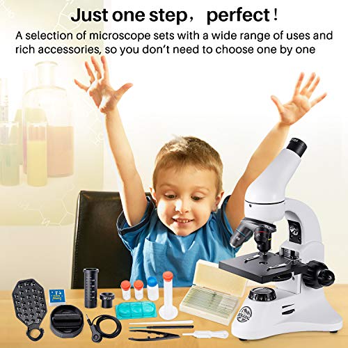 BEBANG 200X-2000X Microscope, All-Metal Optical Glass Lenses, Coarse and Fine Focusing, 25X Widefield Eyepiece and Complete Accessories Kit - Thumbnail 7